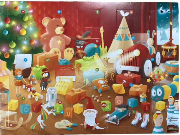 Calendrier de l'avent palet chocolat avalanche de cadeaux