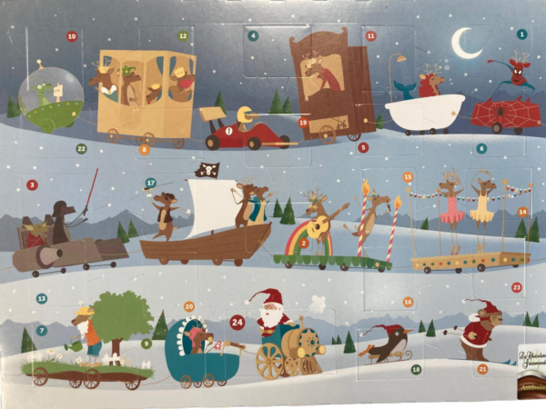 Calendrier de l'avent palet chocolat la distribution des rennes